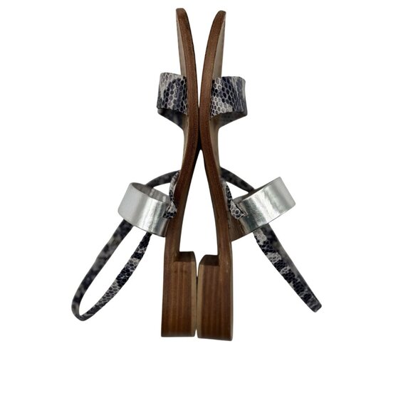 Made in Italy Il Sandalo Caprese 39 ,8 Snakeskin Silver Leather Handmade Sandals - Picture 10 of 13